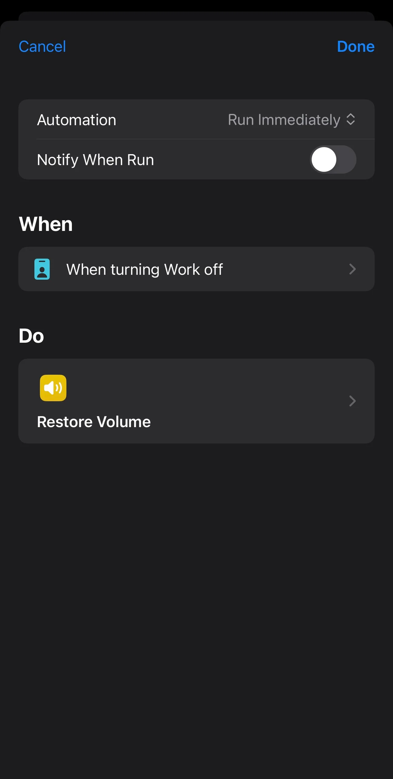 Focus mode automation details