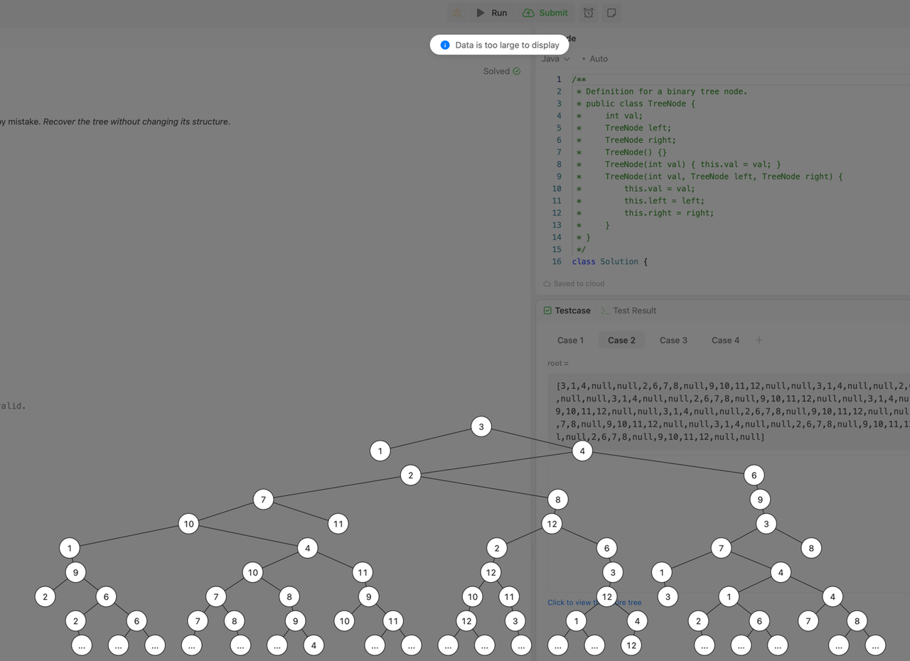 LeetCode native tree visualizer cuts large trees